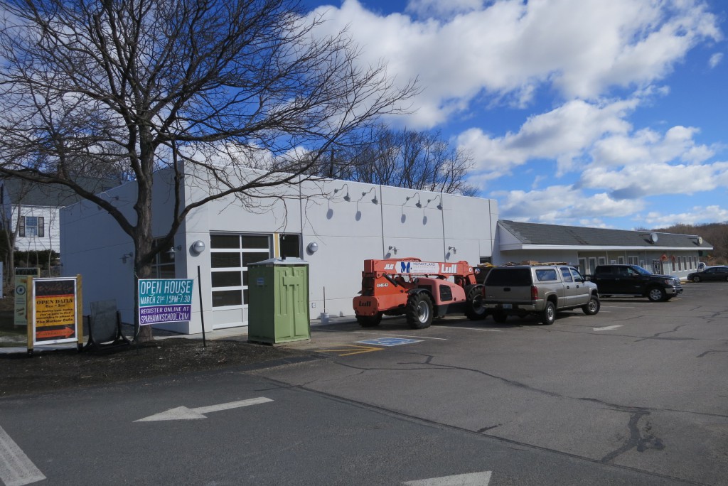 The building as it stands on March 18th. The sheet metal work including the parapet coping, loading door canopy and awnings are in fabrication and awaiting installation